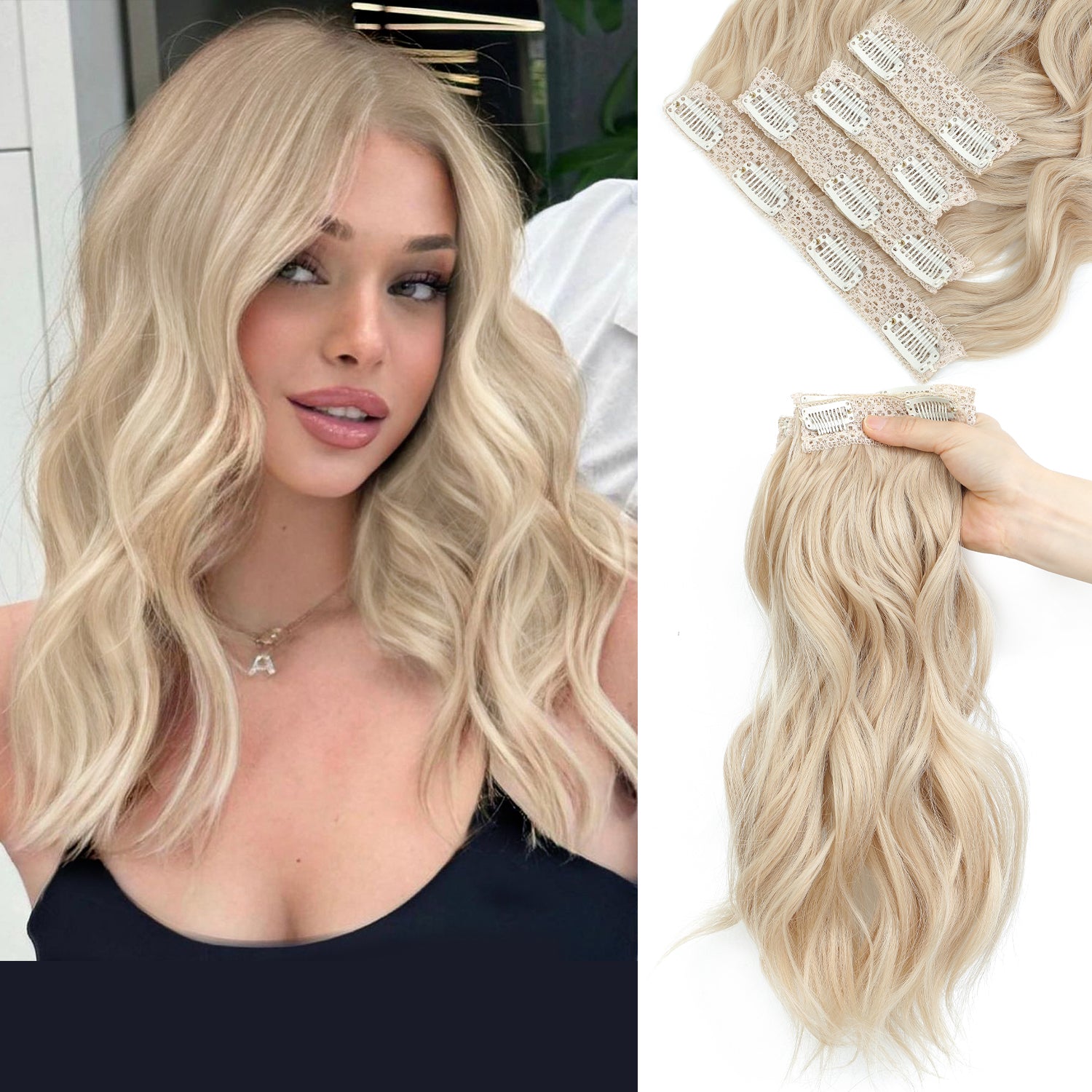 4PCS Clip in Hair Extensions Wavy Styles with Multi colors
