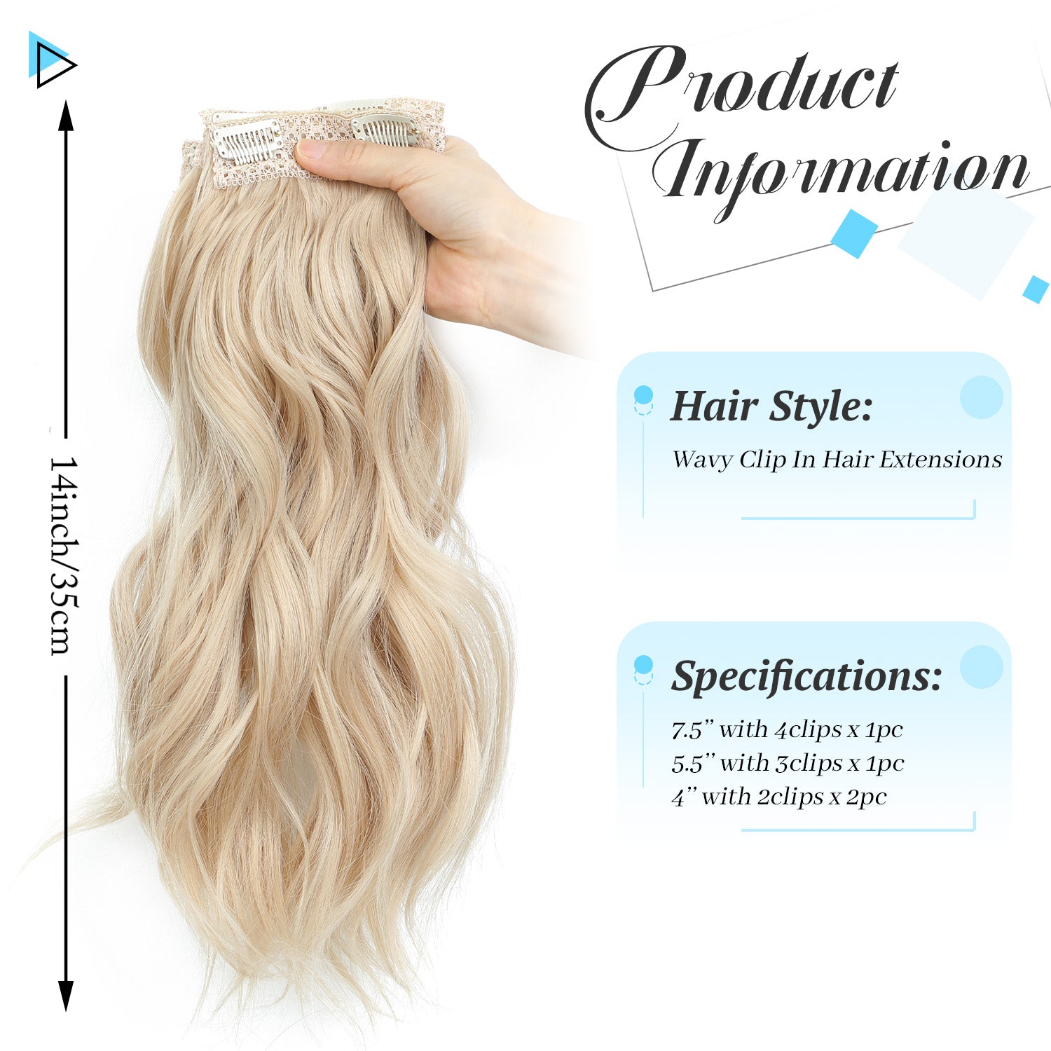 4PCS Clip in Hair Extensions Wavy Styles with Multi colors
