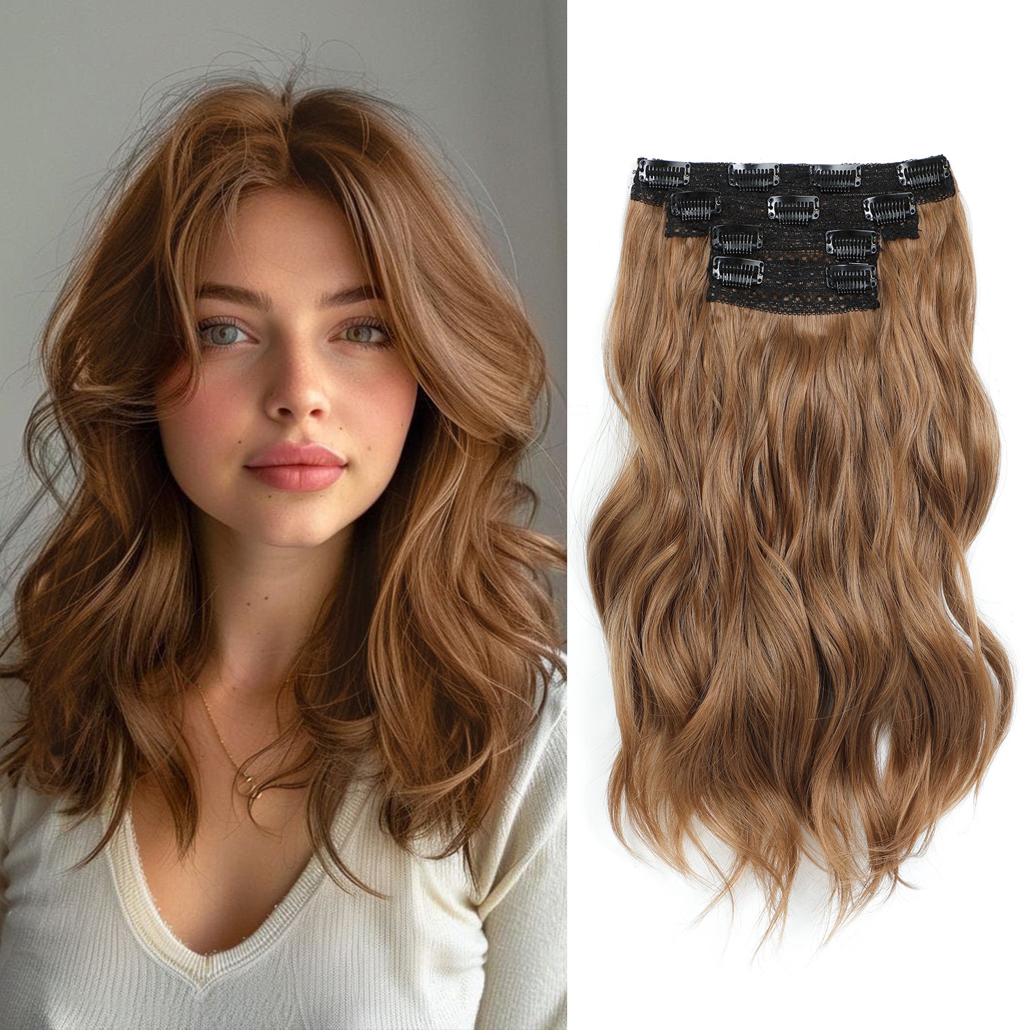 4PCS Clip in Hair Extensions Wavy Styles with Multi colors