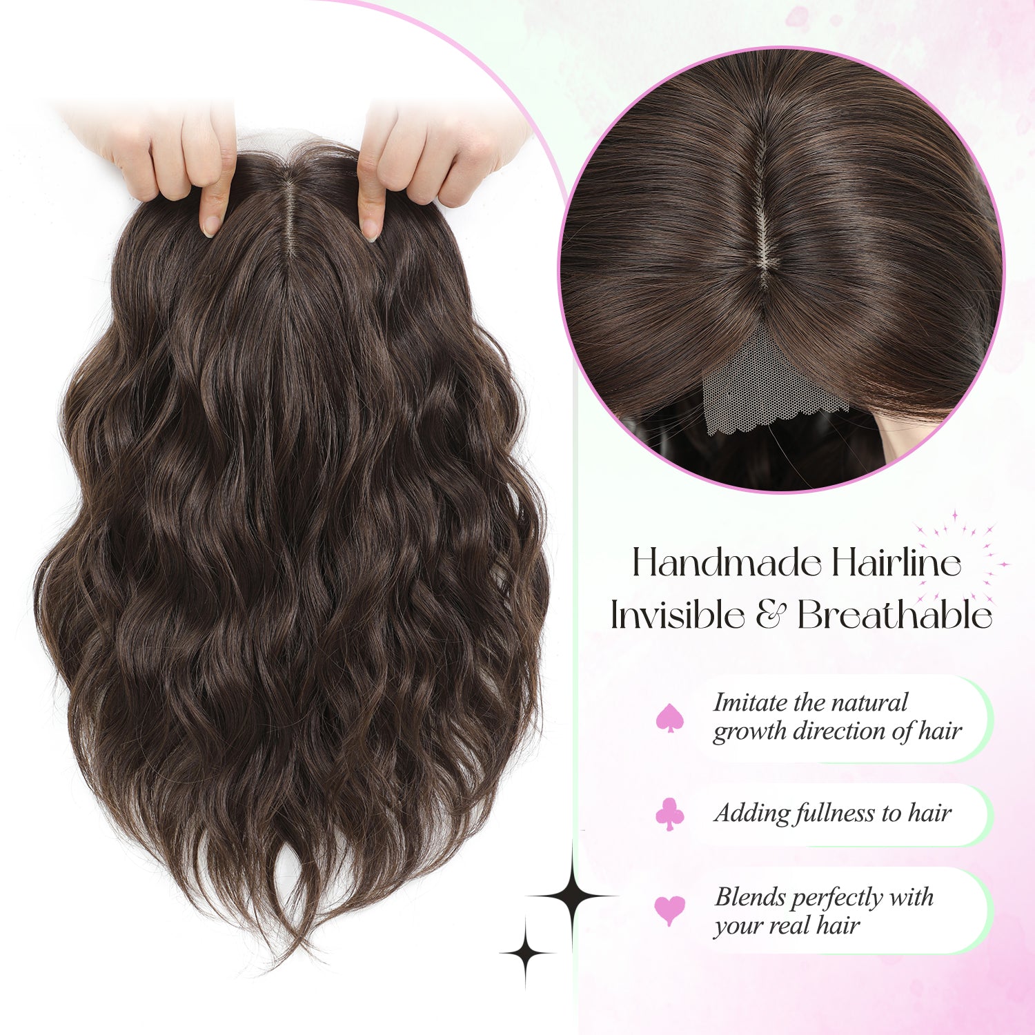 11"Short Wavy Hair Topper for Women with Thinning Hair-Cris