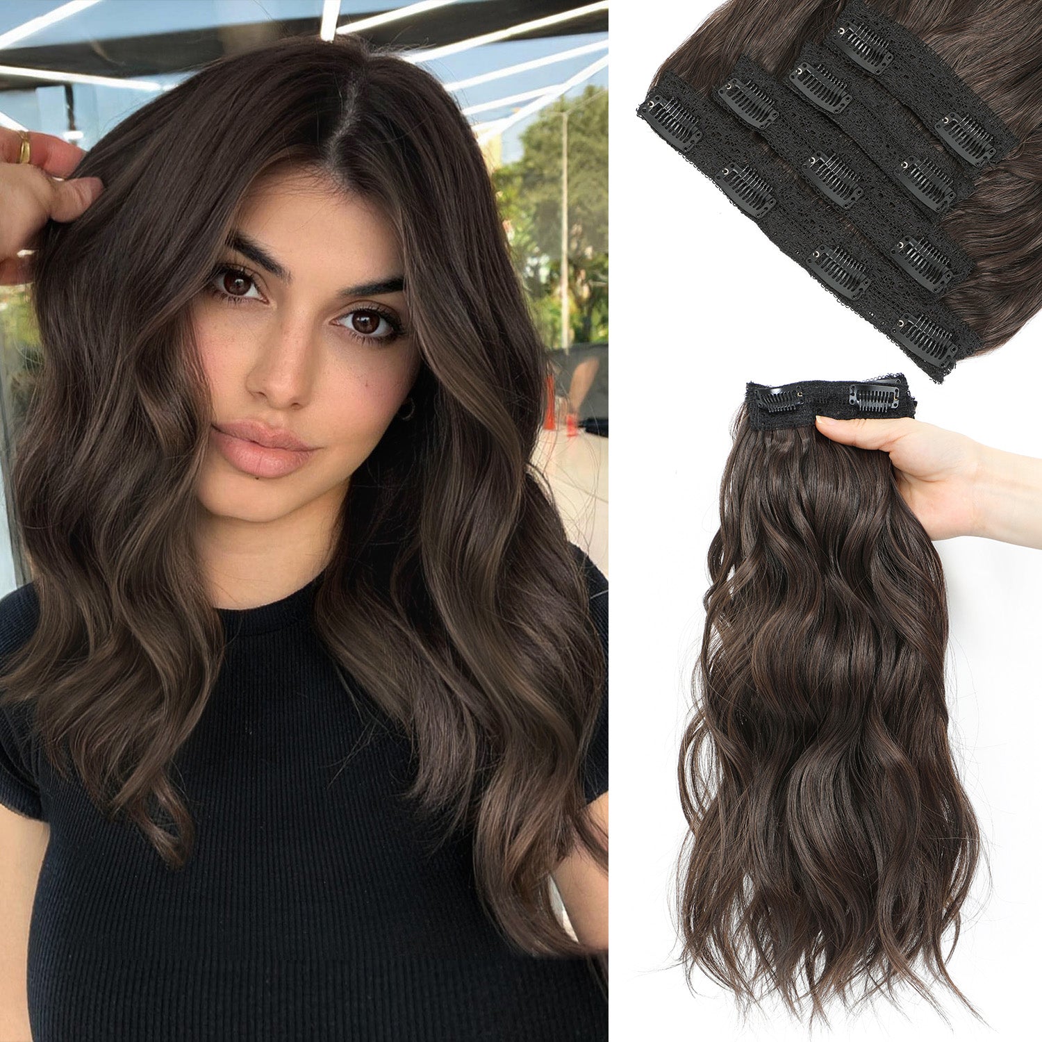 4PCS Clip in Hair Extensions Wavy Styles with Multi colors