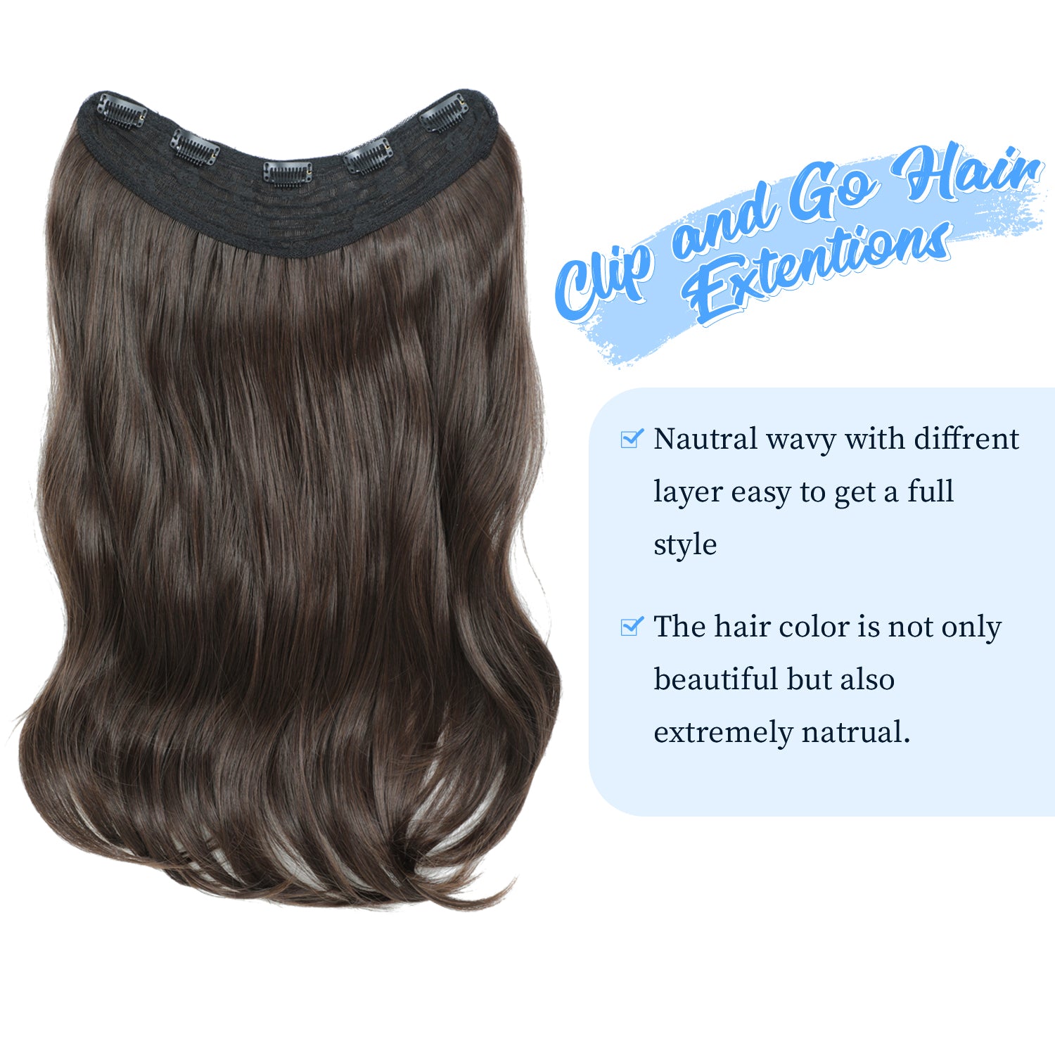 20inch Clip in hair extensions Body Wavy with Natural Layers