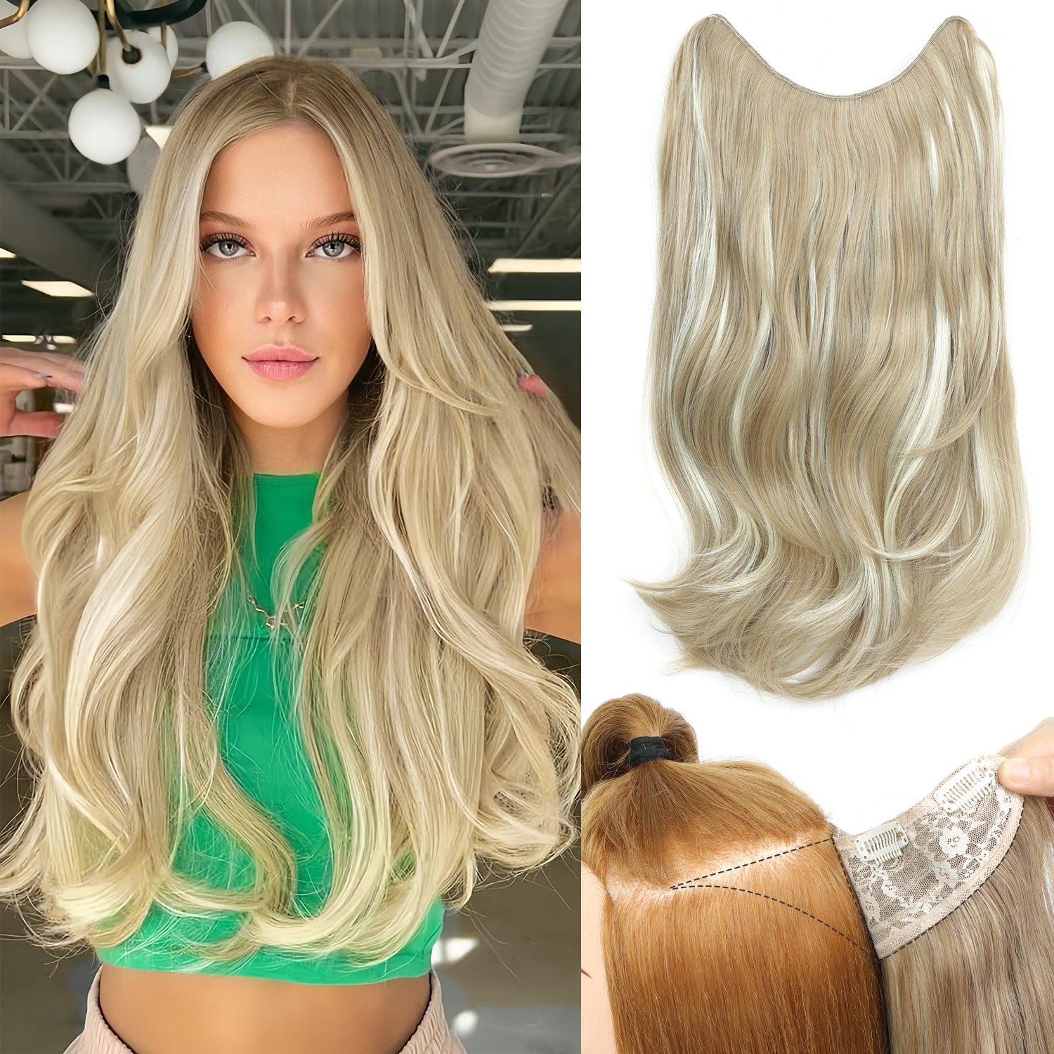 20inch Clip in hair extensions Body Wavy with Natural Layers