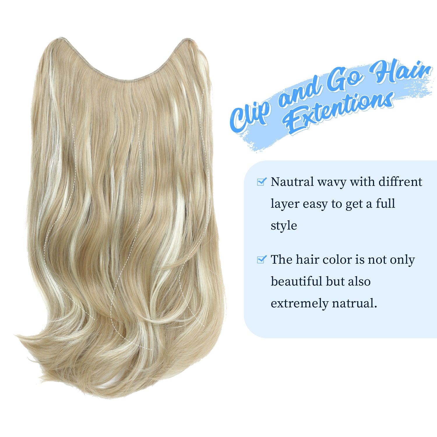 20inch Clip in hair extensions Body Wavy with Natural Layers