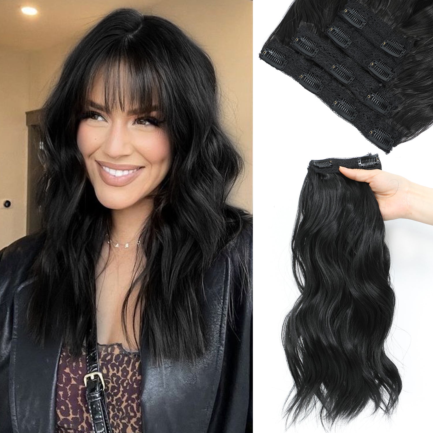4PCS Clip in Hair Extensions Wavy Styles with Multi colors