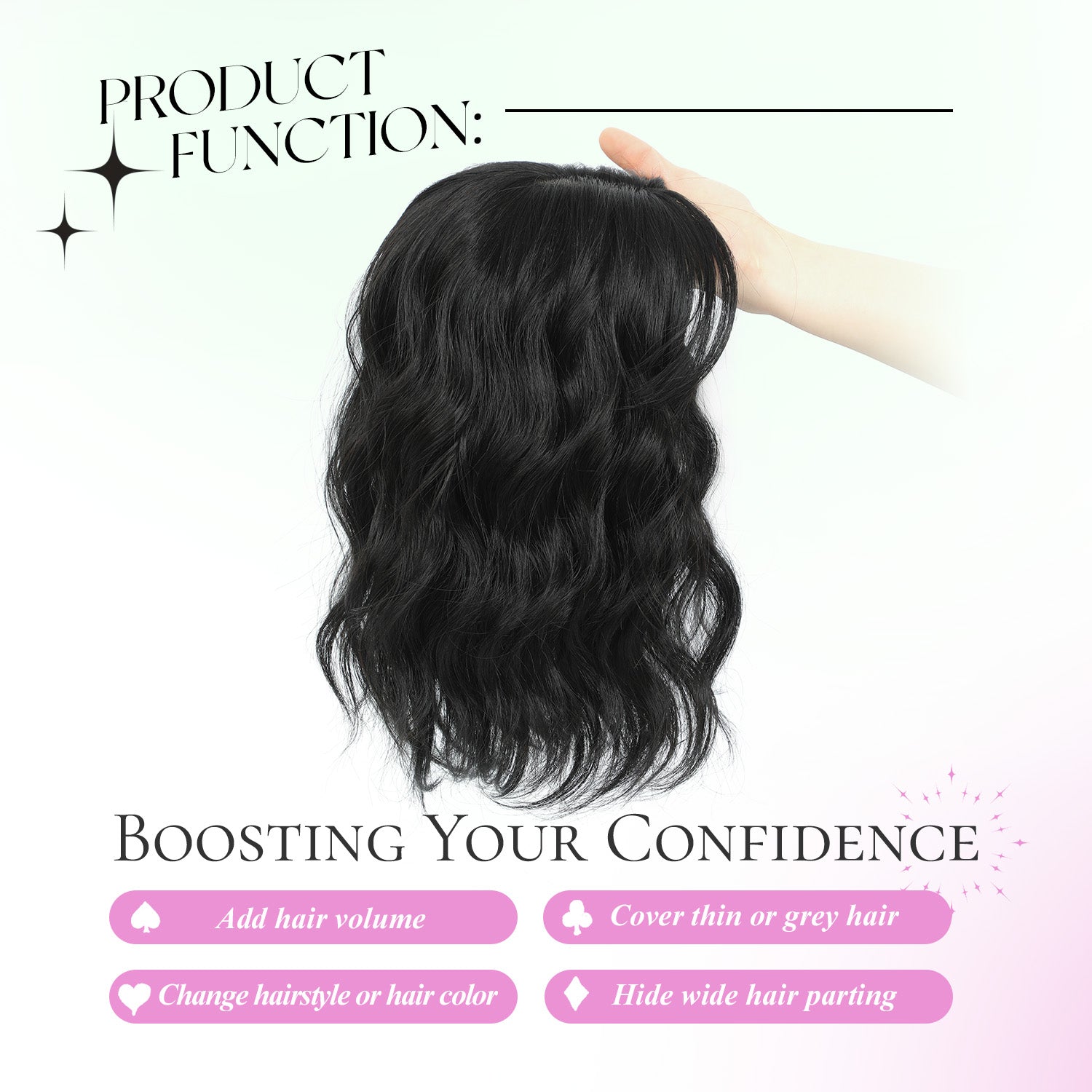 11"Short Wavy Hair Topper for Women with Thinning Hair-Cris