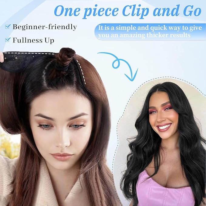 20inch Clip in hair extensions Body Wavy with Natural Layers