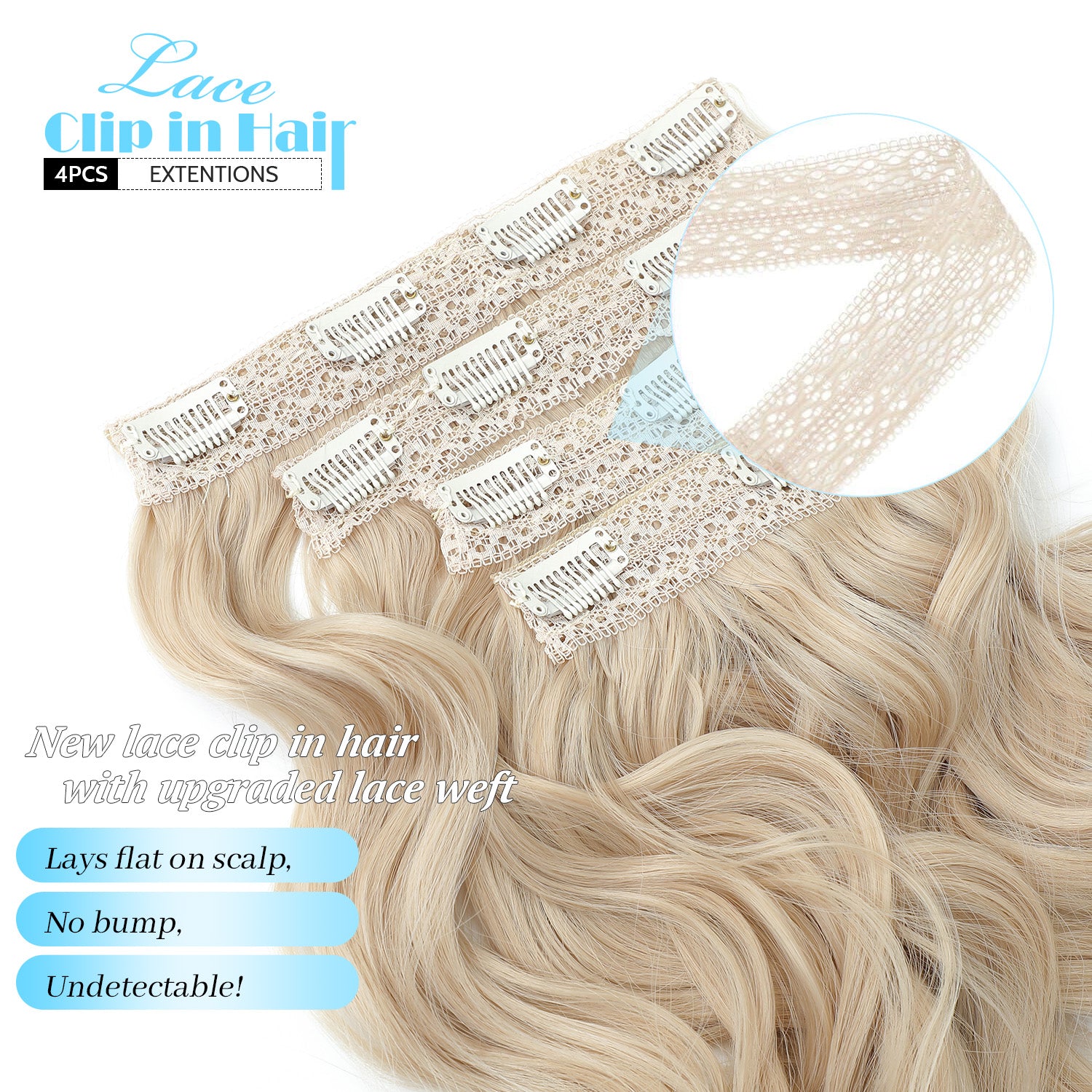 4PCS Clip in Hair Extensions Wavy Styles with Multi colors