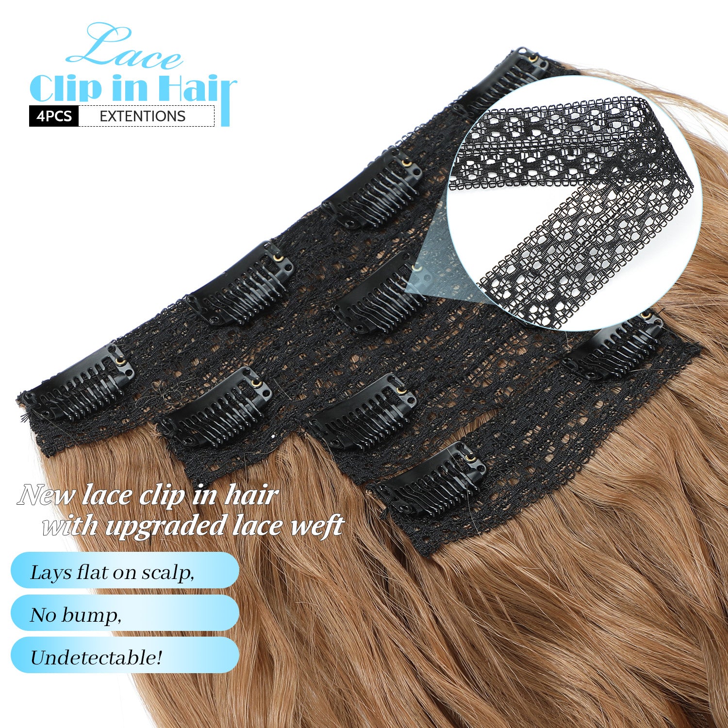 4PCS Clip in Hair Extensions Wavy Styles with Multi colors