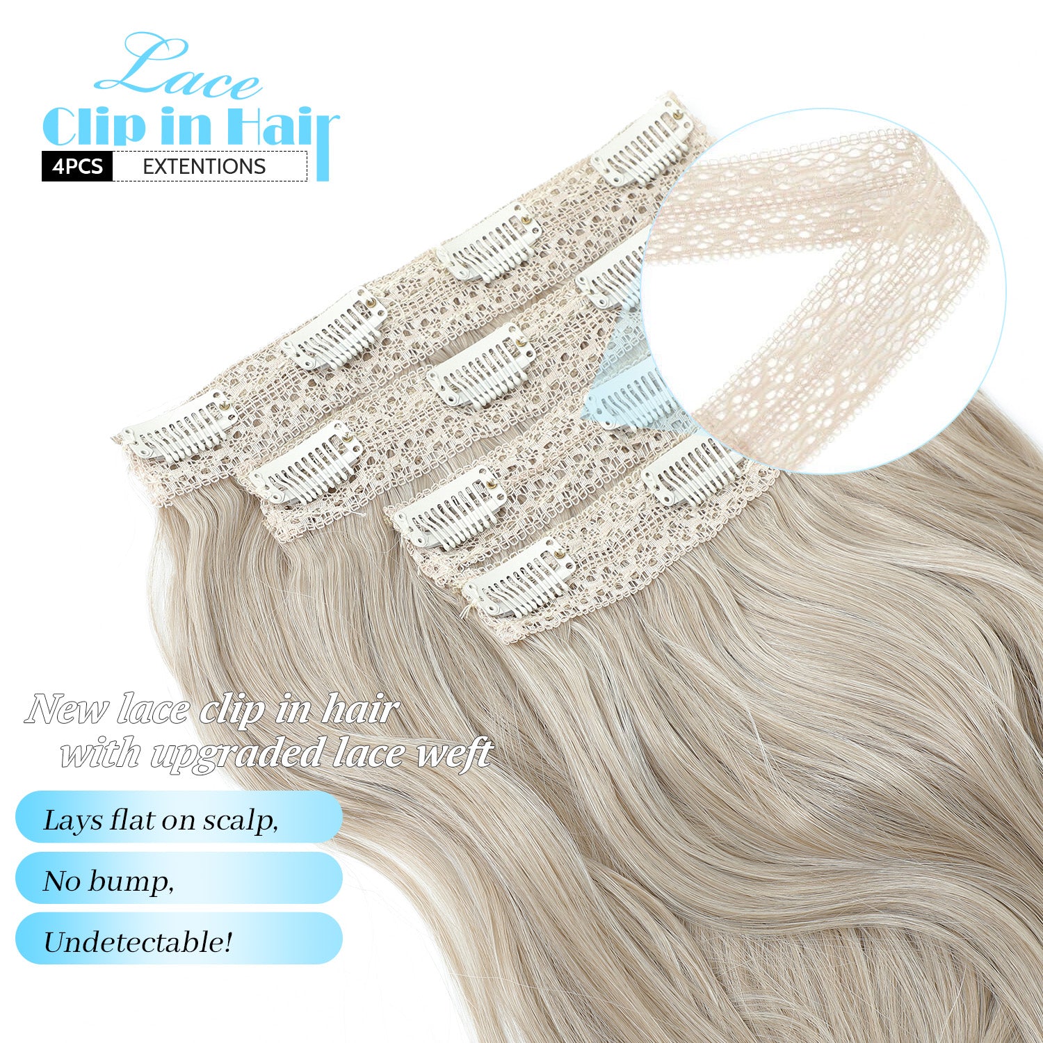 4PCS Clip in Hair Extensions Wavy Styles with Multi colors