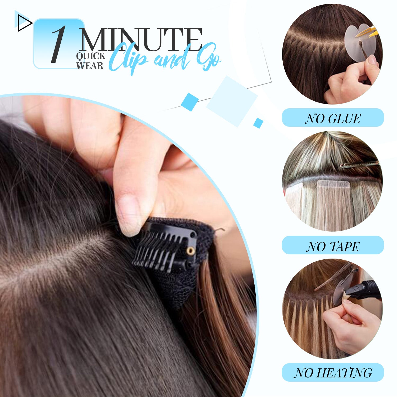 4PCS Clip in Hair Extensions Wavy Styles with Multi colors