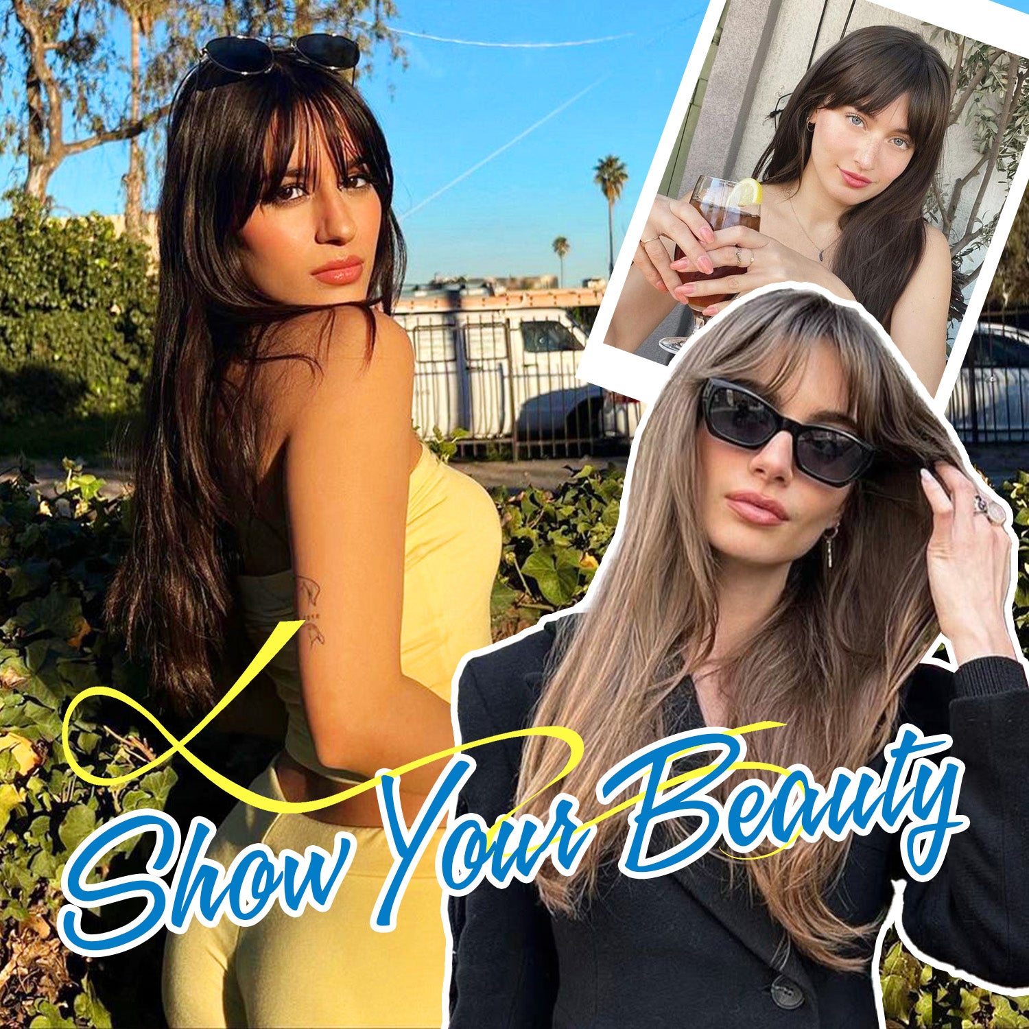 18" Hair Topper with Bangs Natural Straight Wavy 6.5x6.5inch Base