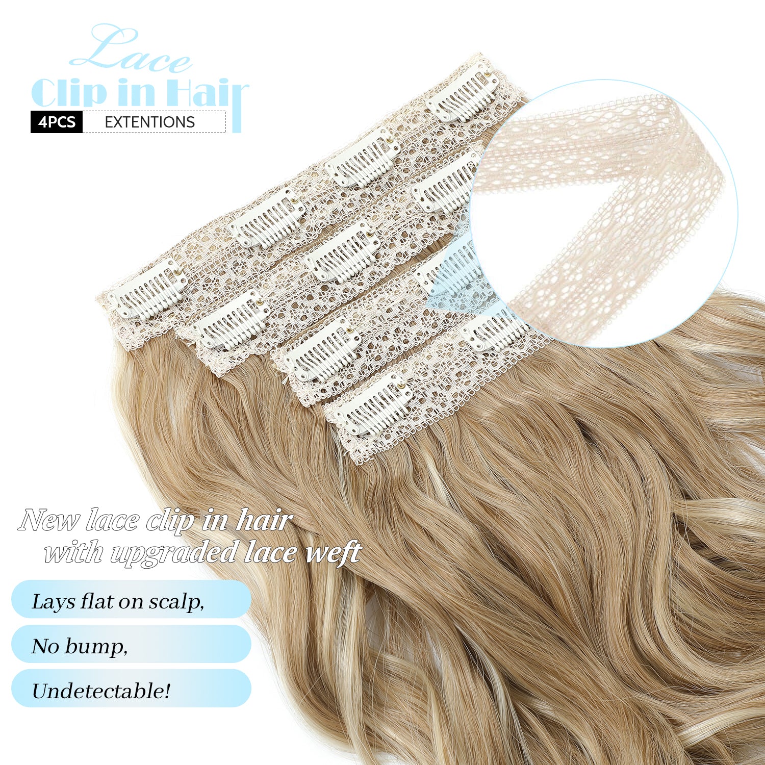 4PCS Clip in Hair Extensions Wavy Styles with Multi colors