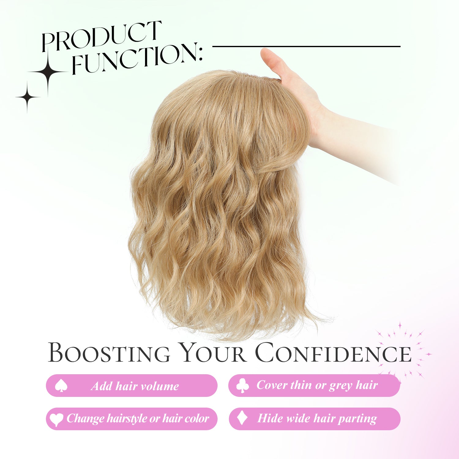 11"Short Wavy Hair Topper for Women with Thinning Hair-Cris