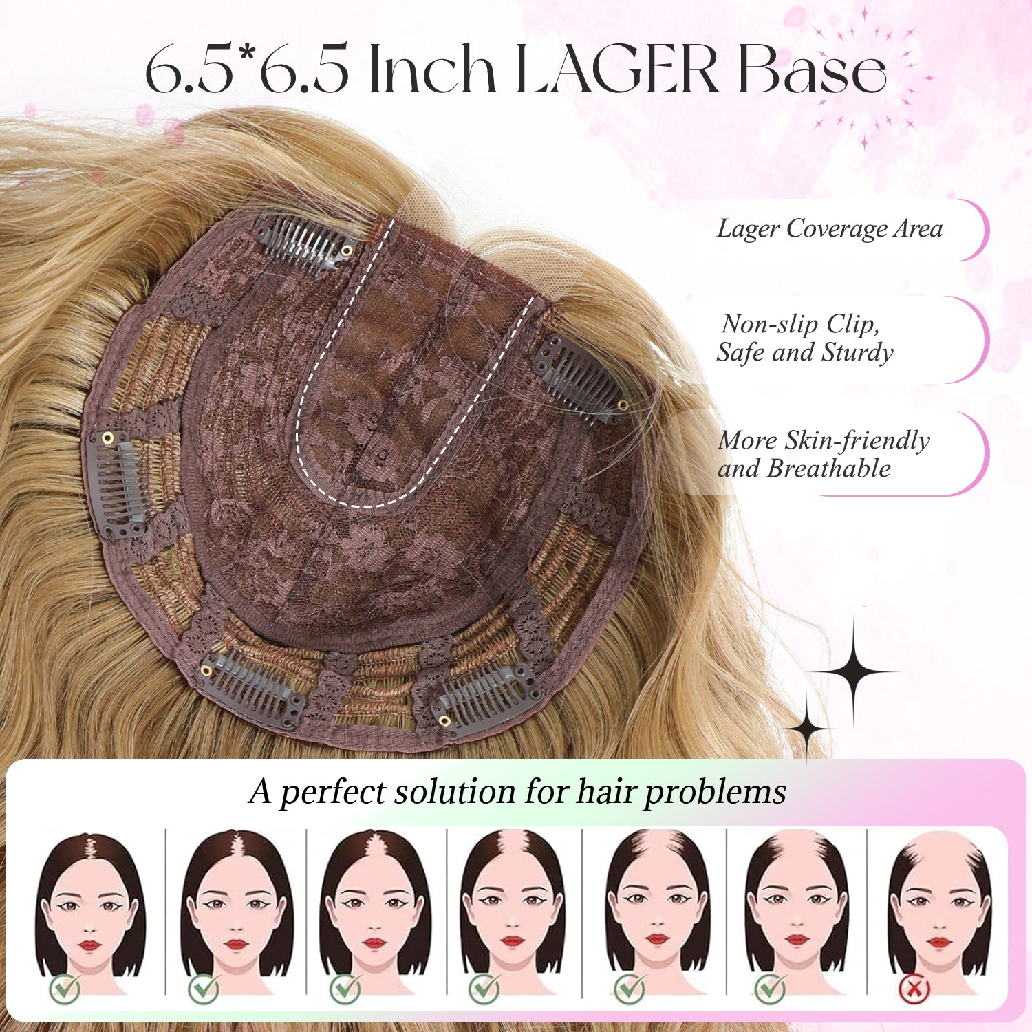 11"Short Wavy Hair Topper for Women with Thinning Hair-Cris
