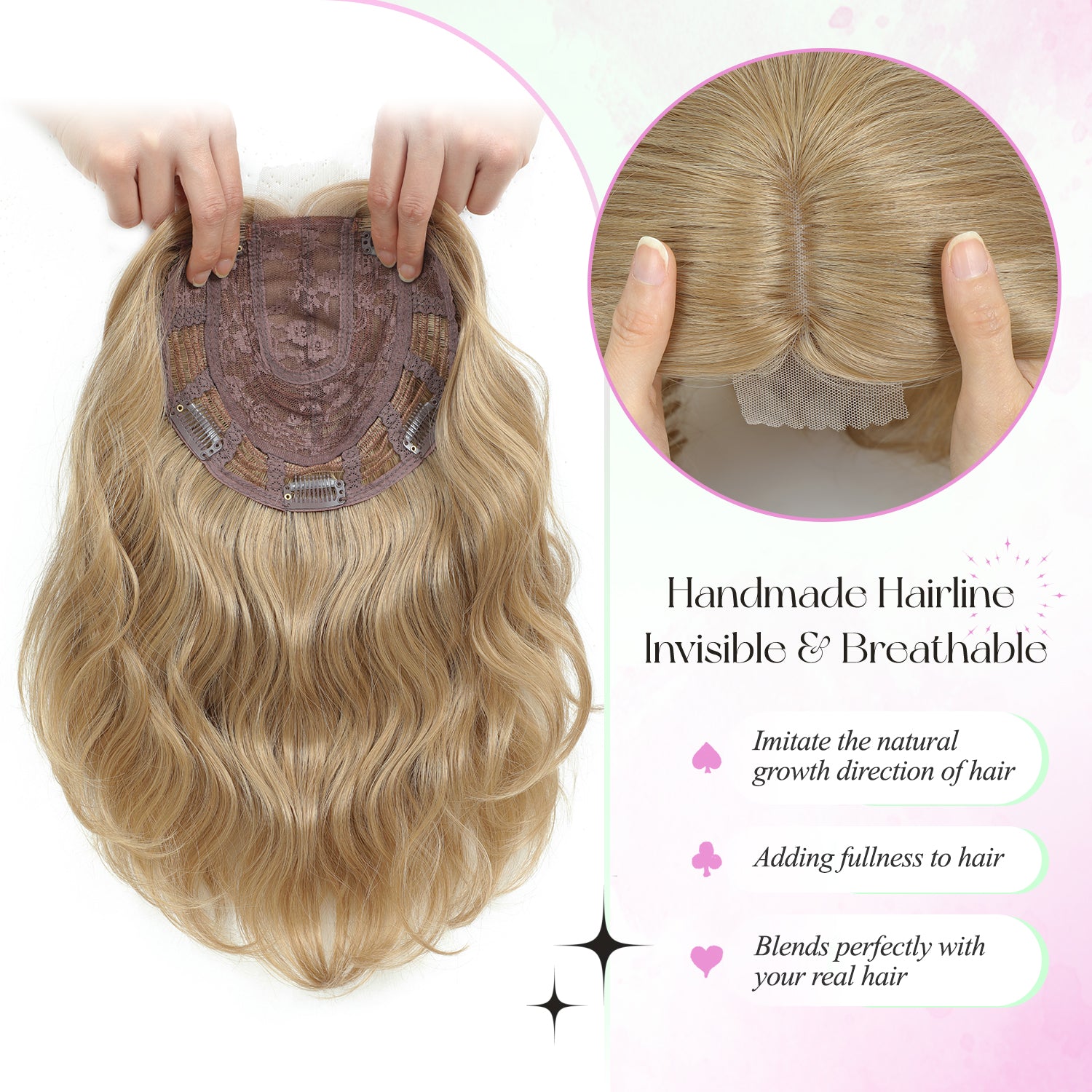 11"Short Wavy Hair Topper for Women with Thinning Hair-Cris