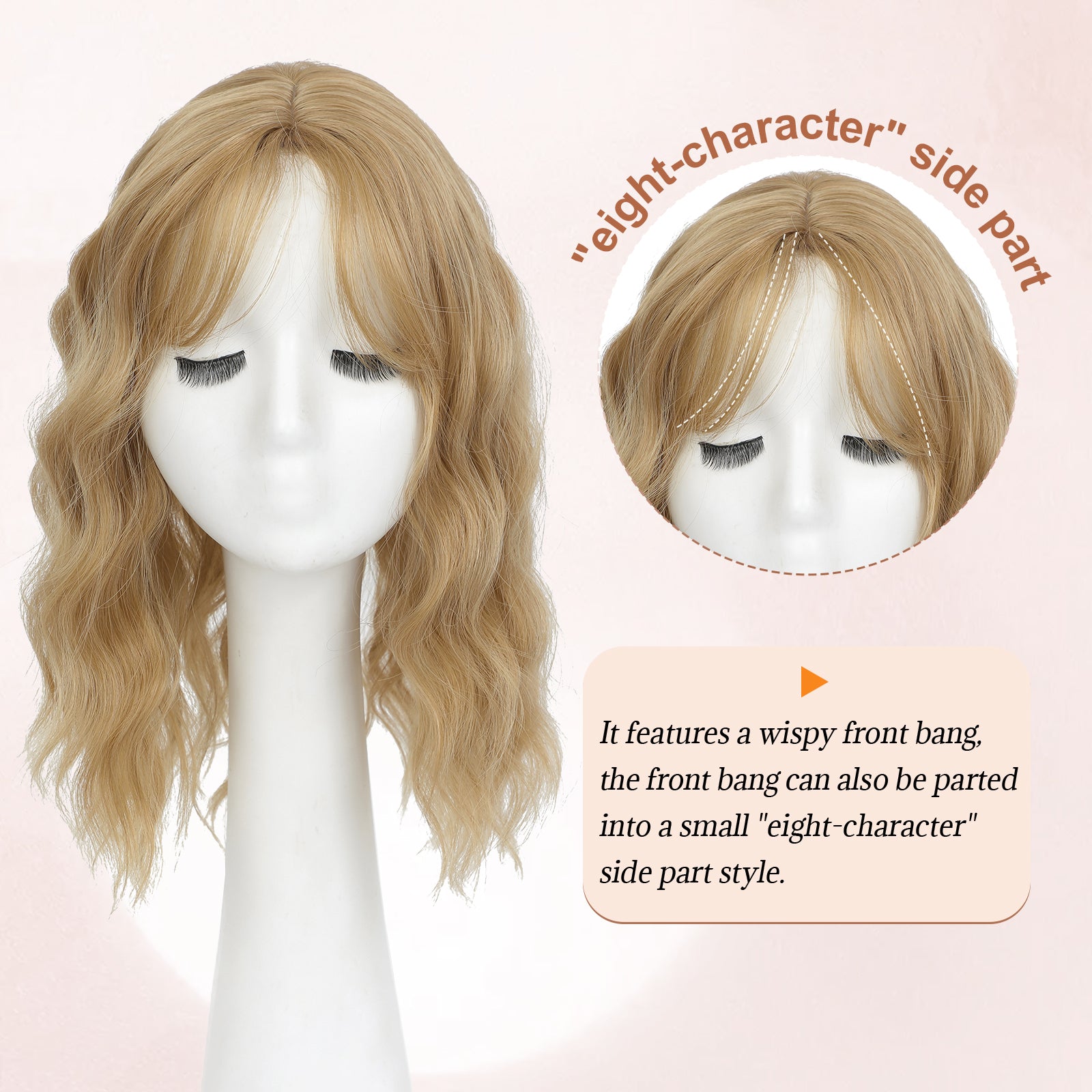 14inch Short Wavy Hair Topper with 5 Clips for Wearing Stable-Bella
