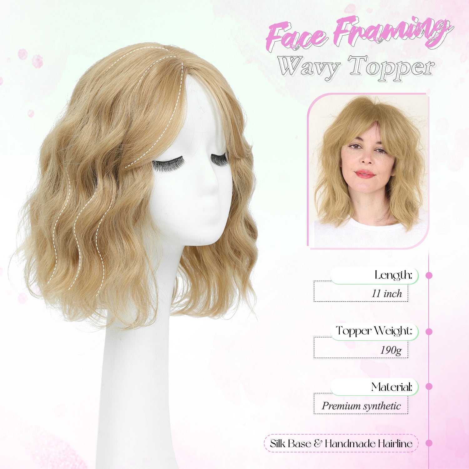11"Short Wavy Hair Topper for Women with Thinning Hair-Cris