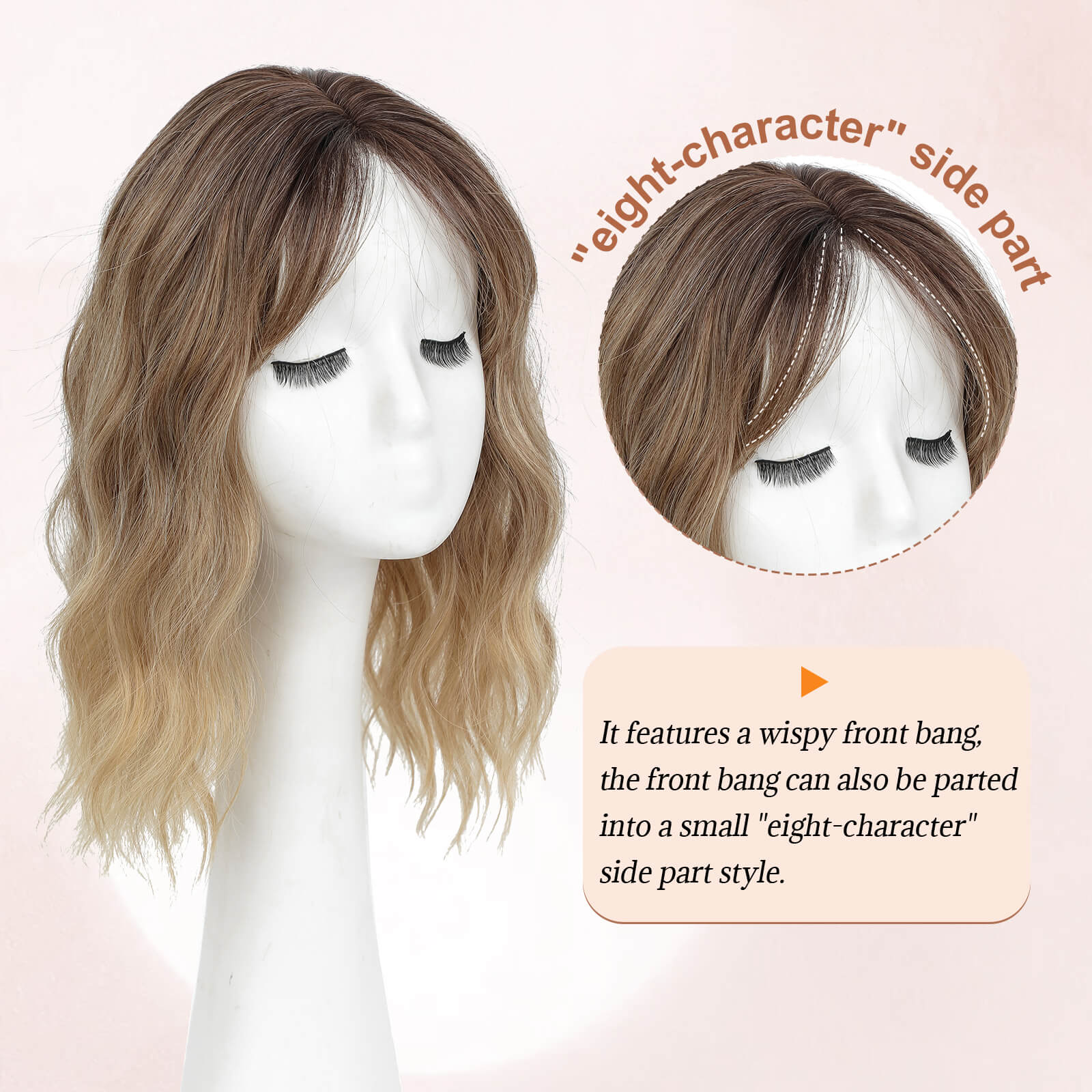 14inch Short Wavy Hair Topper with 5 Clips for Wearing Stable-Bella