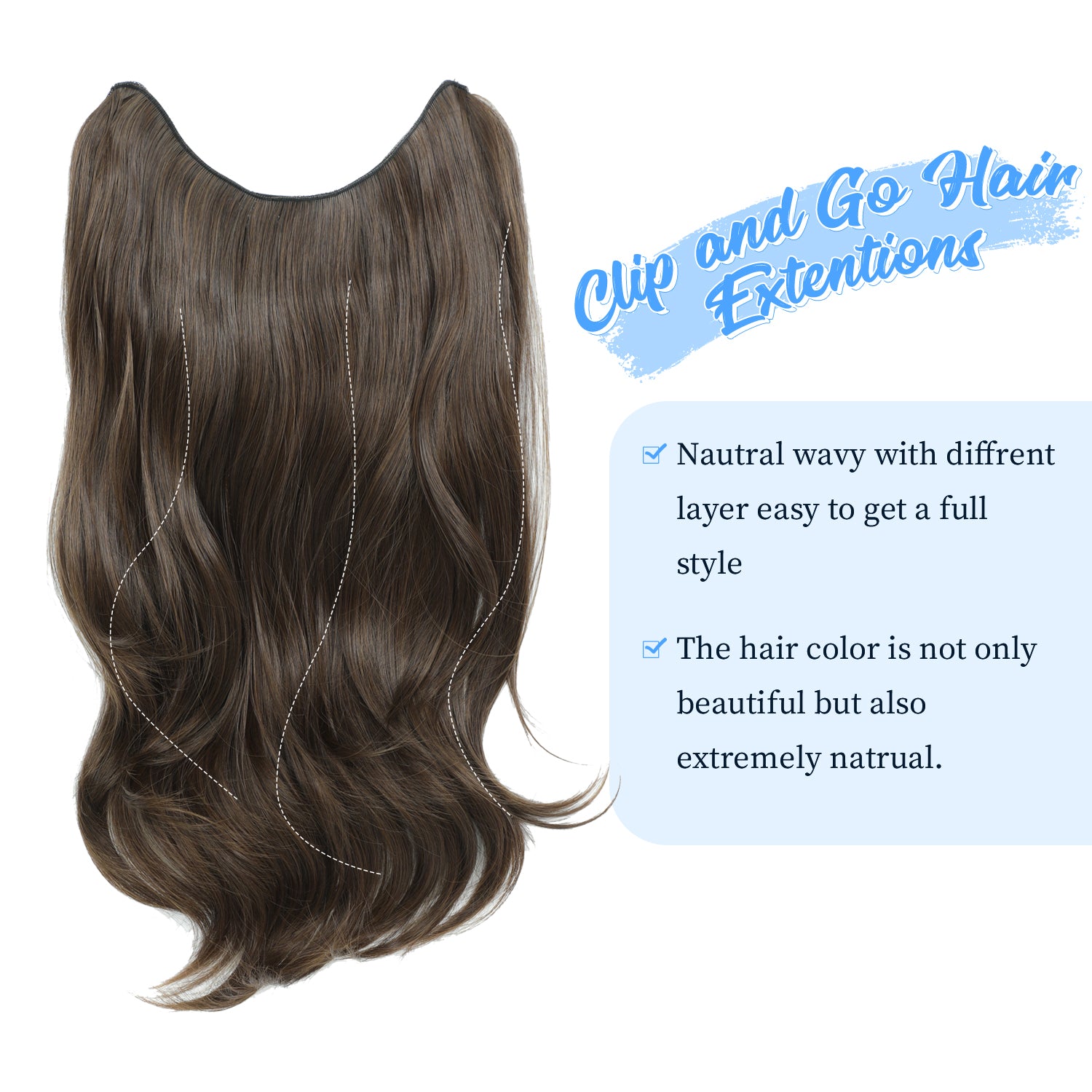 20inch Clip in hair extensions Body Wavy with Natural Layers