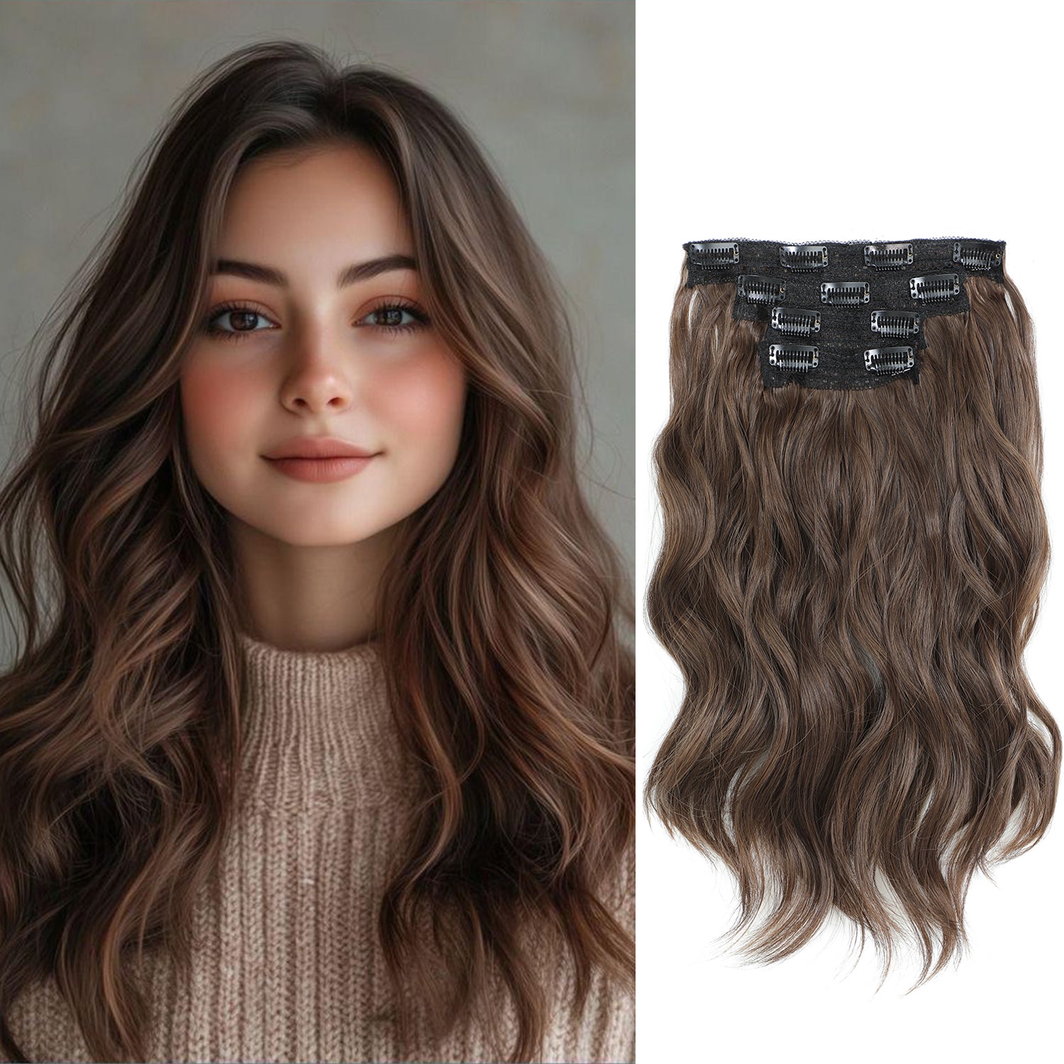 4PCS Clip in Hair Extensions Wavy Styles with Multi colors