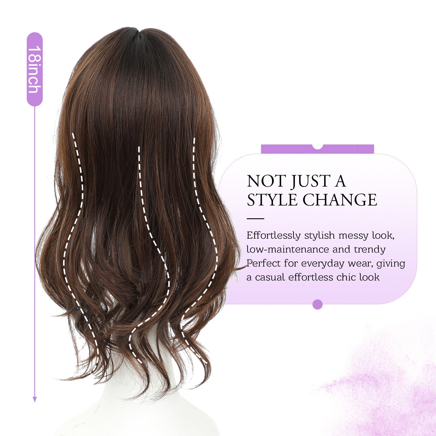18" Stylish Loose Wave Clip In Hair Topper with Skin Part