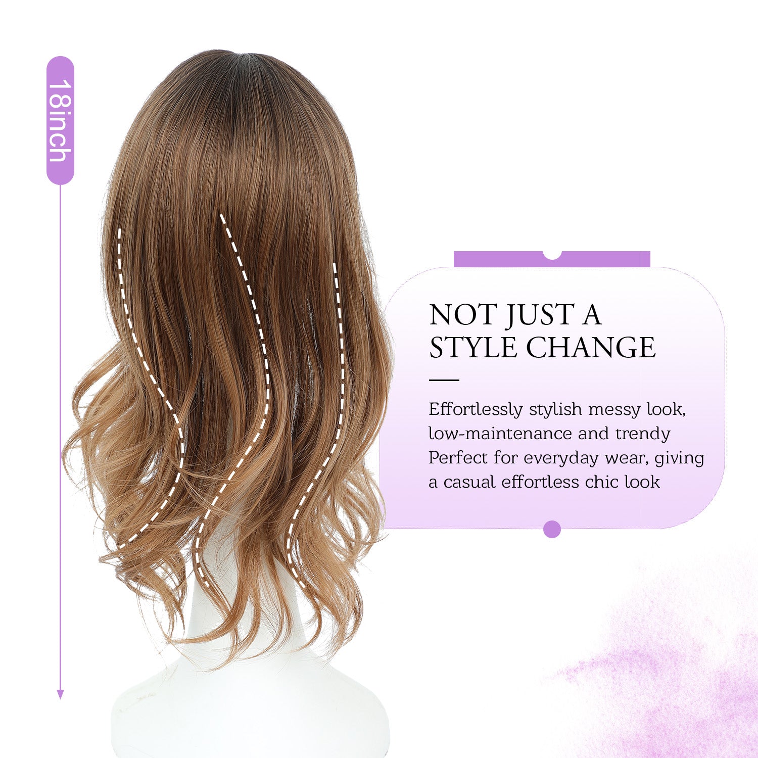 18" Stylish Loose Wave Clip In Hair Topper with Skin Part