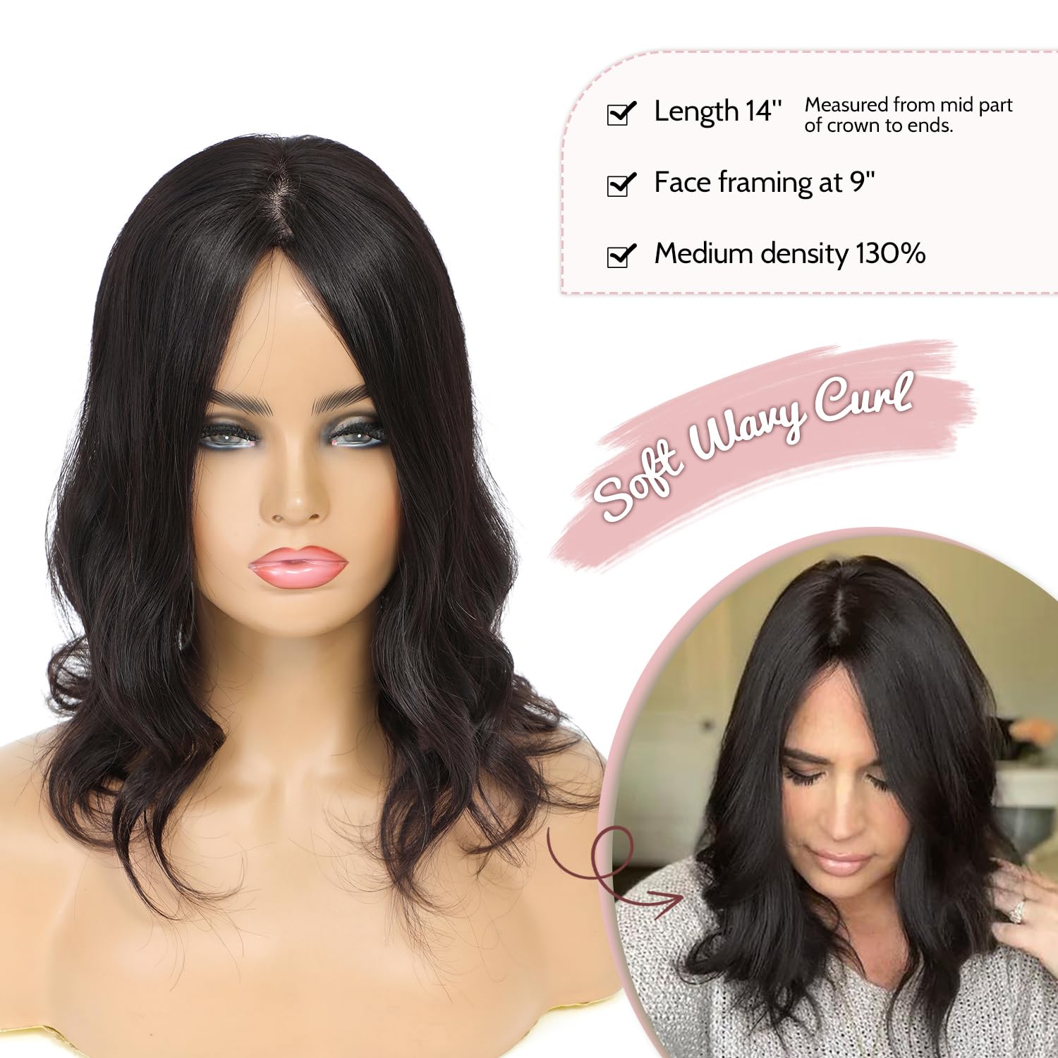 9x9inch Skin Scalp Human Hair Toppers 14inch