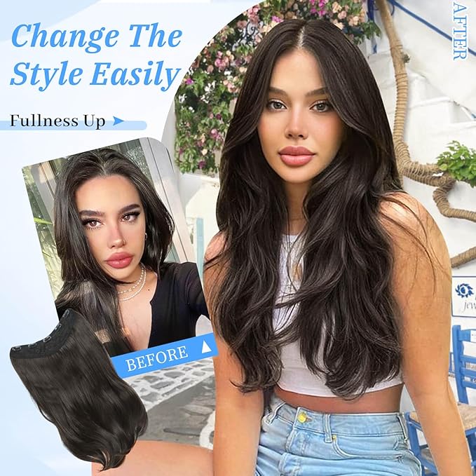 20inch Clip in hair extensions Body Wavy with Natural Layers