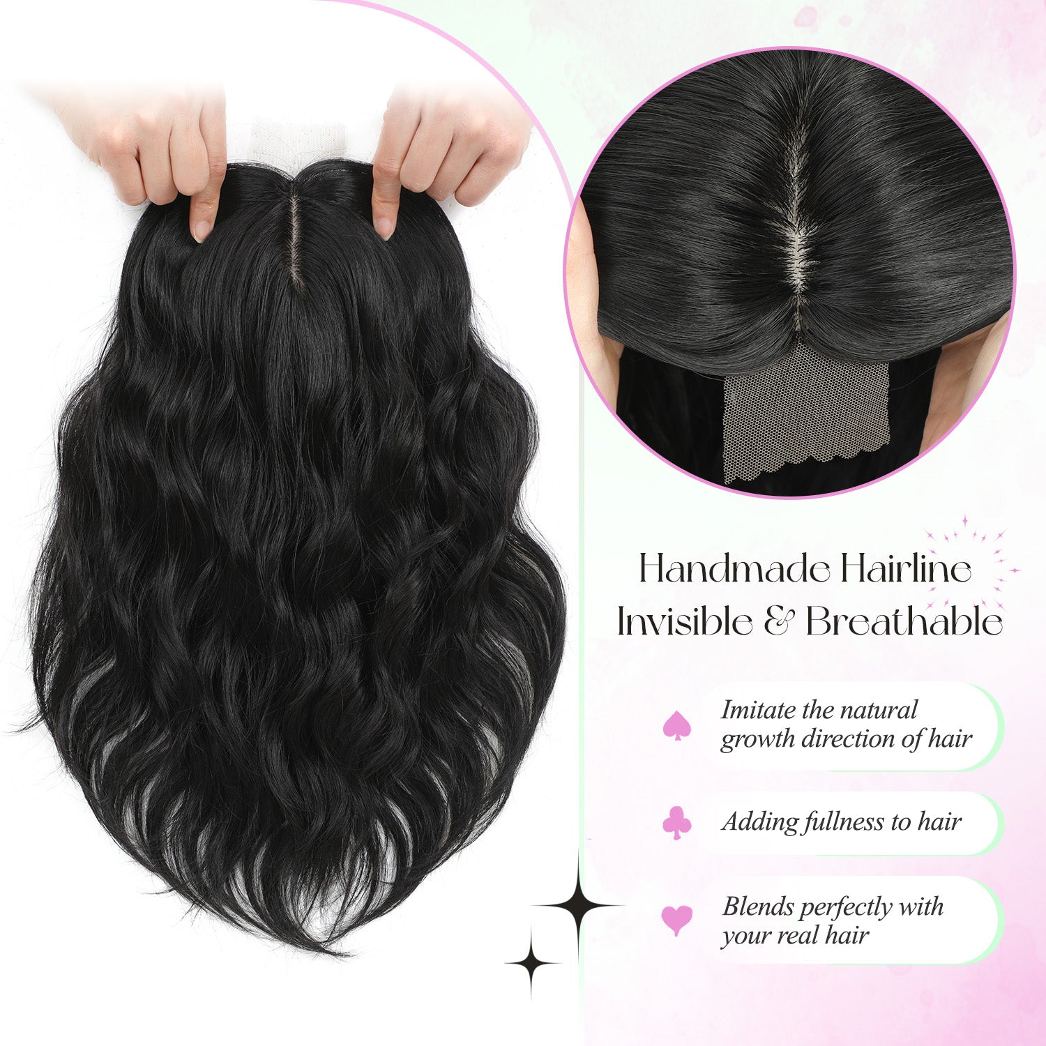 11"Short Wavy Hair Topper for Women with Thinning Hair-Cris