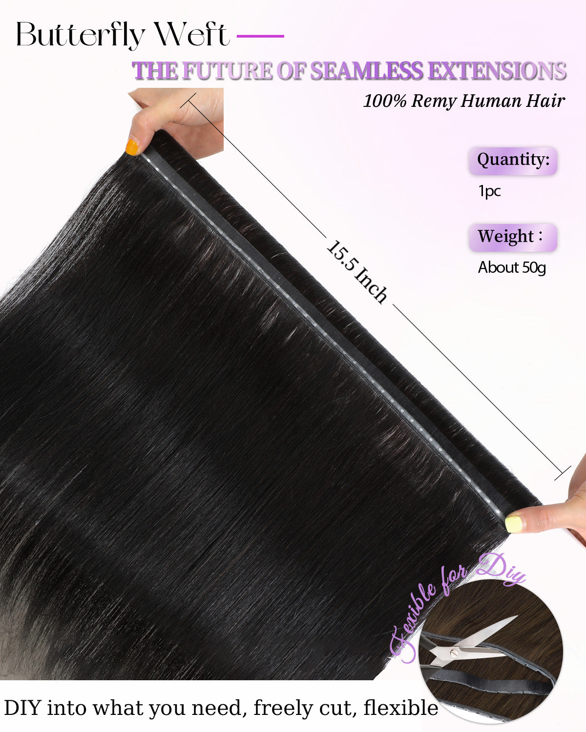 OVO Butterfly Dual-Sided Weft Hair Extensions Real Human Hair