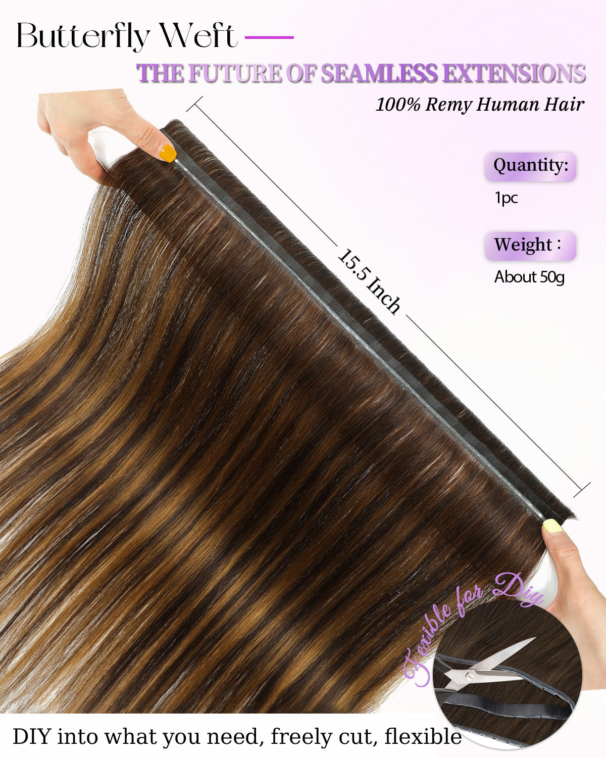 OVO Butterfly Dual-Sided Weft Hair Extensions Real Human Hair