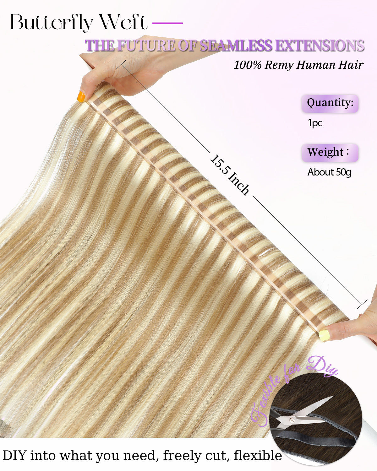 OVO Butterfly Dual-Sided Weft Hair Extensions Real Human Hair