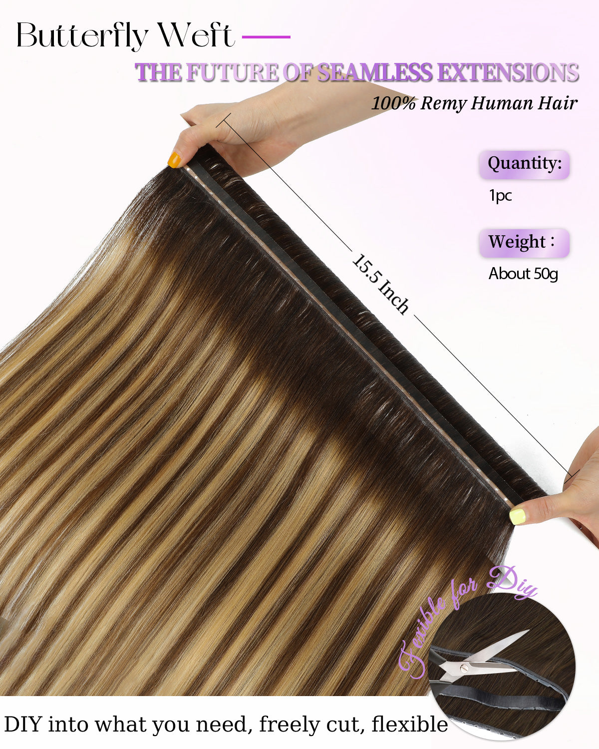 OVO Butterfly Dual-Sided Weft Hair Extensions Real Human Hair