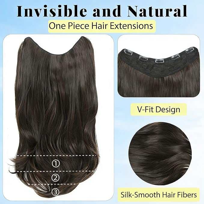 20inch Clip in hair extensions Body Wavy with Natural Layers