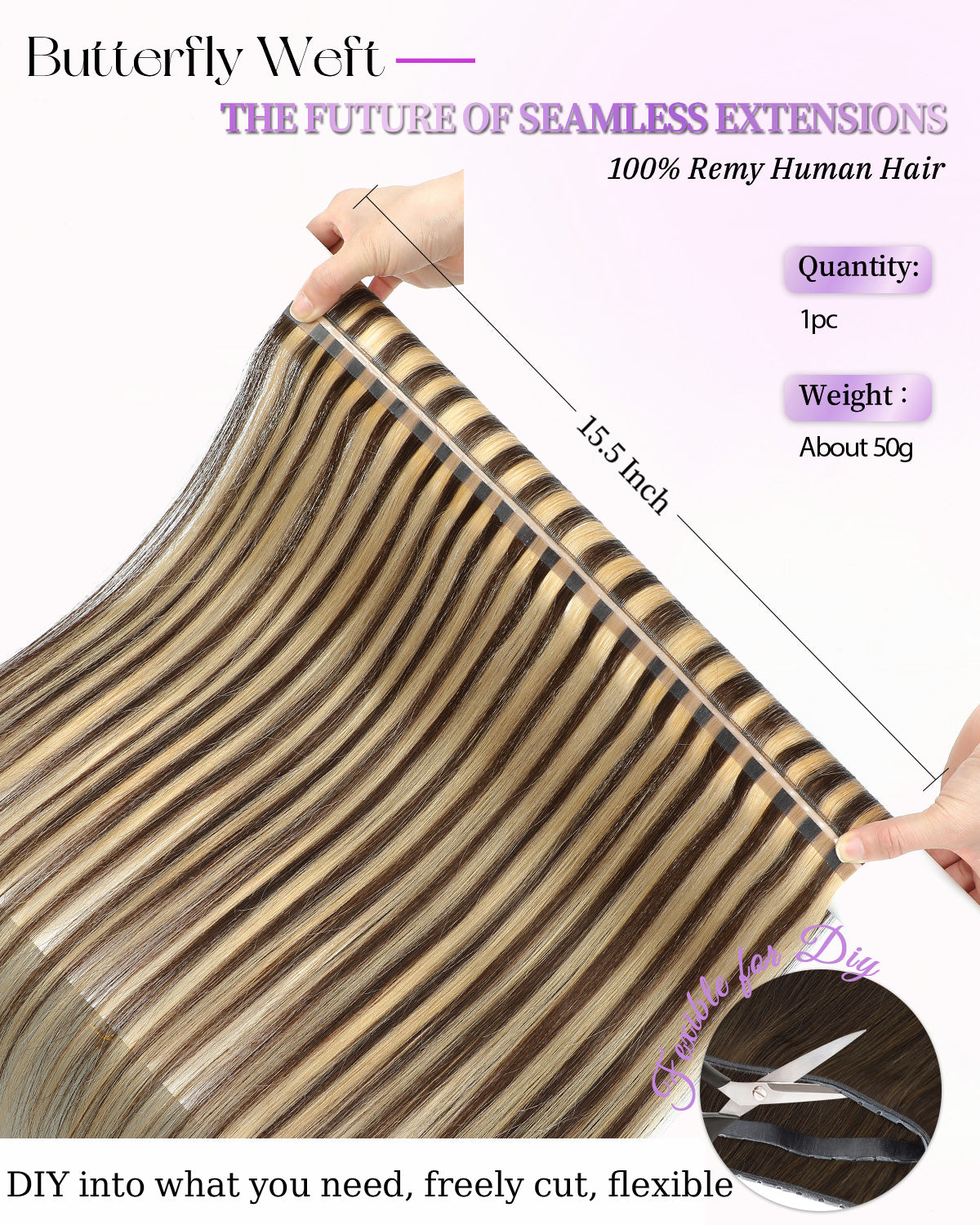 OVO Butterfly Dual-Sided Weft Hair Extensions Real Human Hair