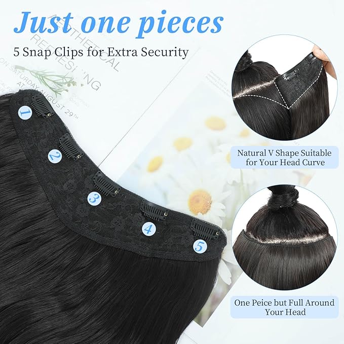 20inch Clip in hair extensions Body Wavy with Natural Layers