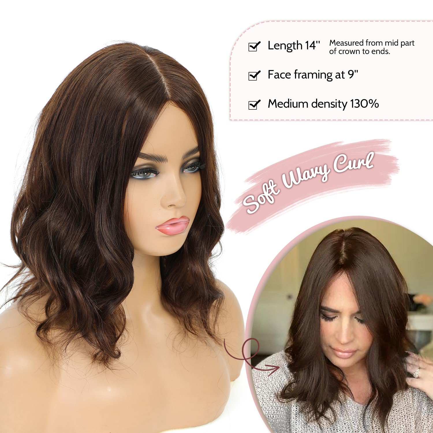 9x9inch Skin Scalp Human Hair Toppers 14inch