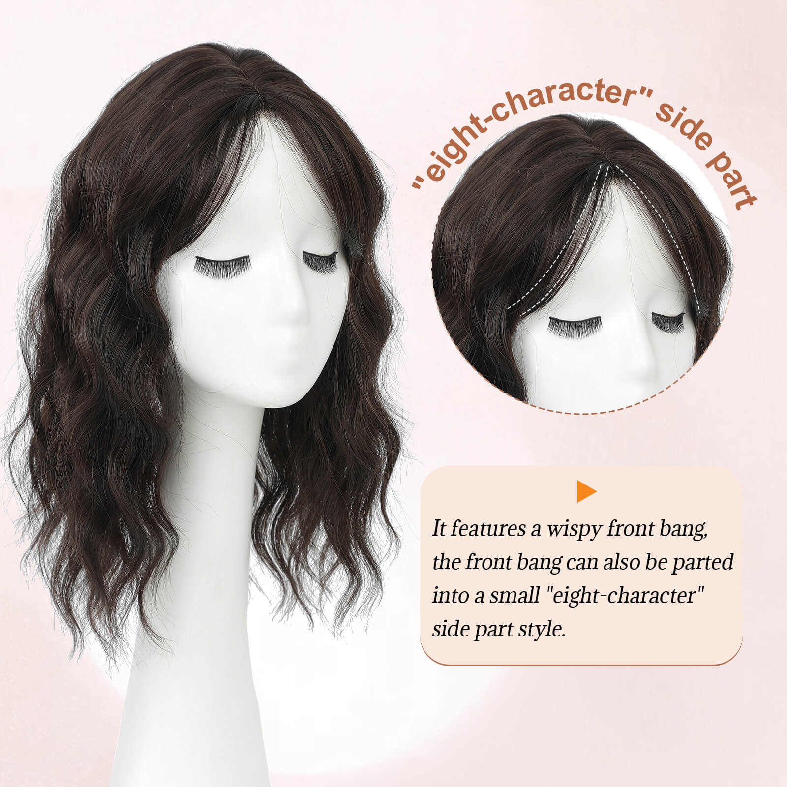 14inch Short Wavy Hair Topper with 5 Clips for Wearing Stable-Bella