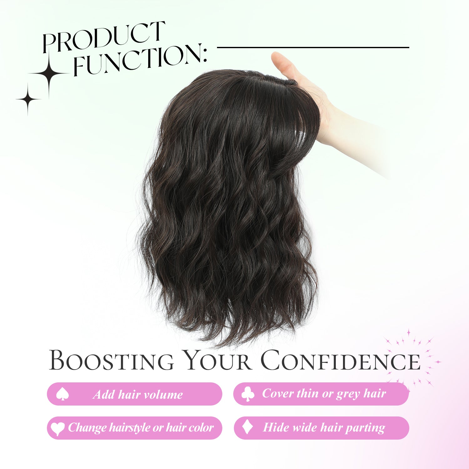 11"Short Wavy Hair Topper for Women with Thinning Hair-Cris