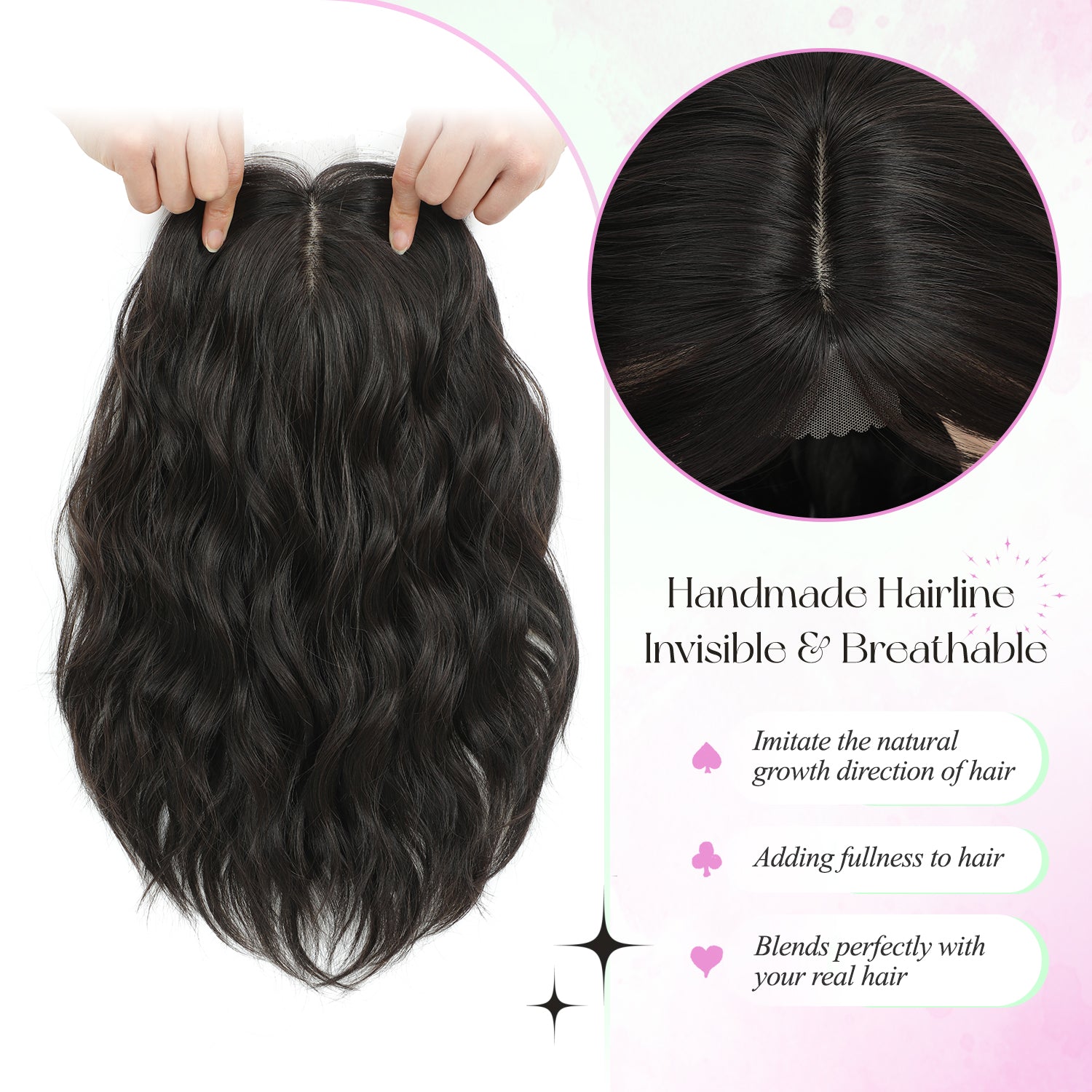 11"Short Wavy Hair Topper for Women with Thinning Hair-Cris