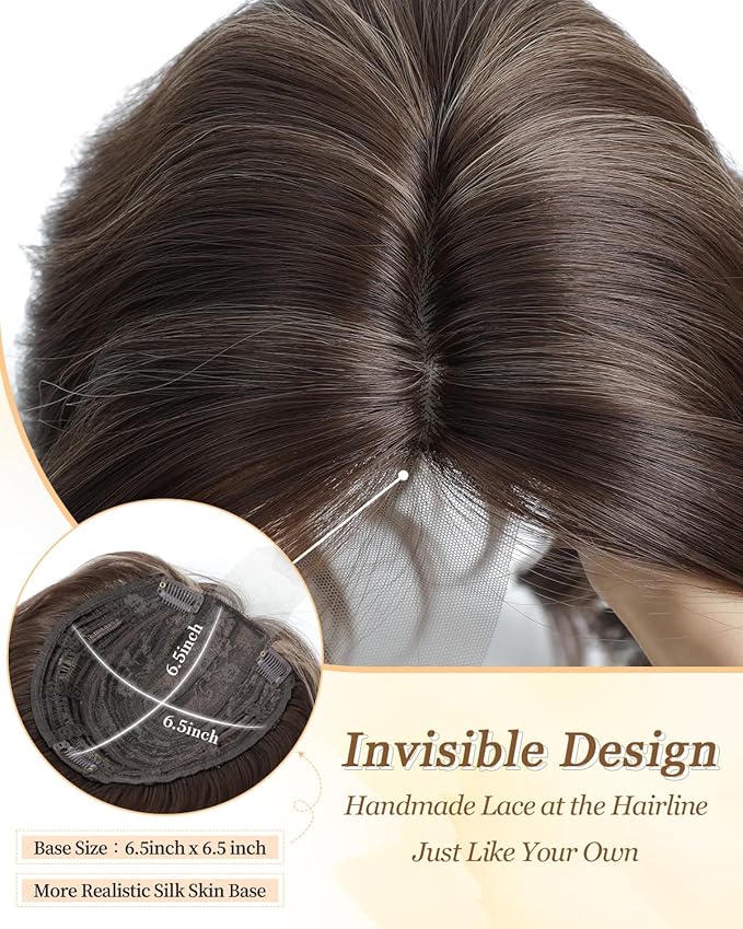 16" Wavy Curly Synthetic Hair Topper with 6.5x6.5inch Base