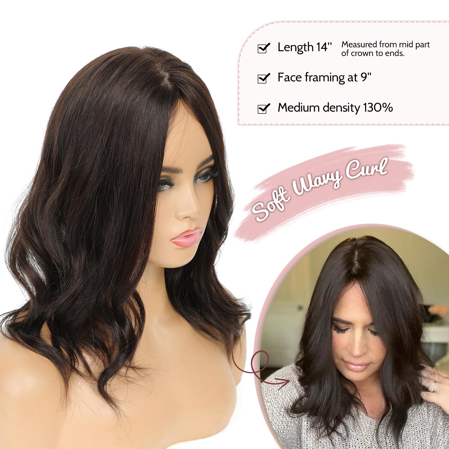 9x9inch Skin Scalp Human Hair Toppers 14inch