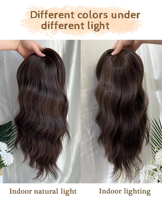 16" Wavy Curly Synthetic Hair Topper with 6.5x6.5inch Base