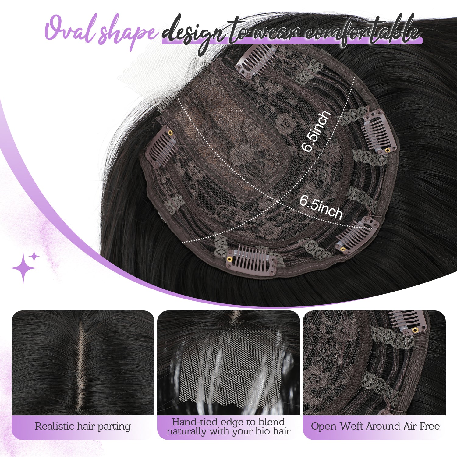 18" Stylish Loose Wave Clip In Hair Topper with Skin Part