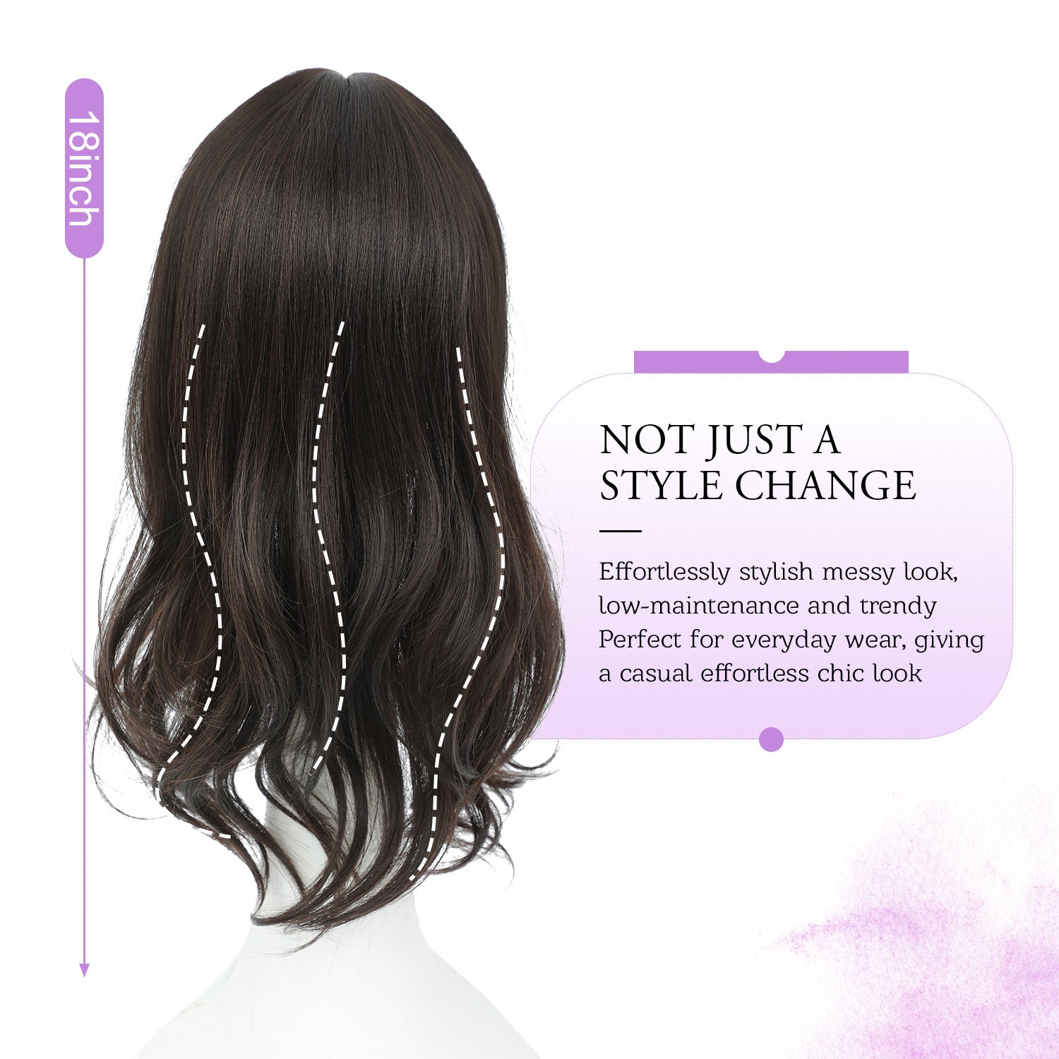 18" Stylish Loose Wave Clip In Hair Topper with Skin Part