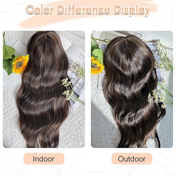20" Wavy Curly Synthetic Hair Topper with 6.5x6.5inch Base