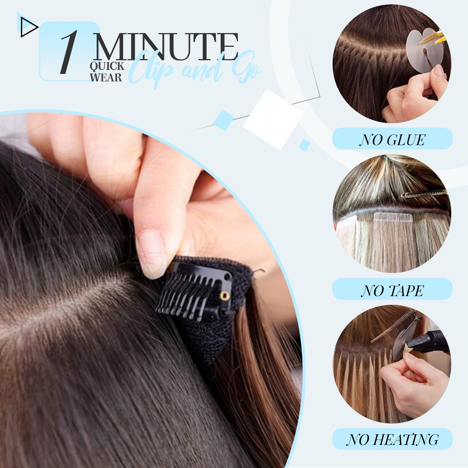 4PCS Clip in Hair Extensions Wavy Styles with Multi colors