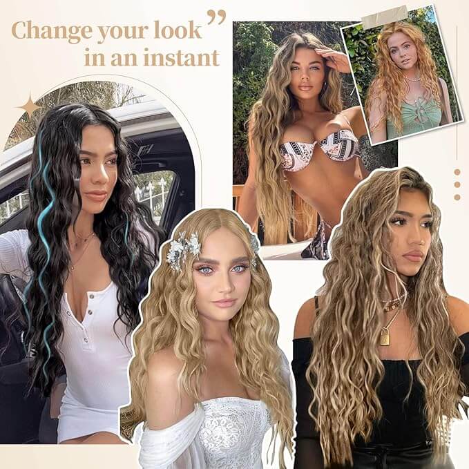 PANEWAY 26"Women's Synthetic Long Curly Hair Extensions, for Adding Volume