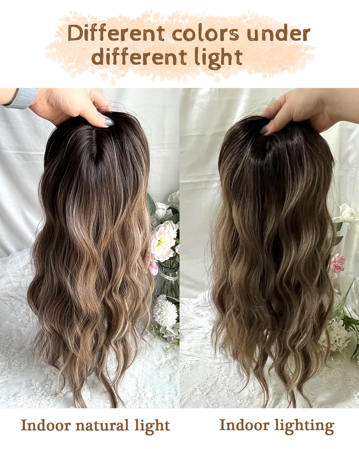 20" Wavy Curly Synthetic Hair Topper with 6.5x6.5inch Base
